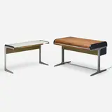 Action Office desk and return by George Nelson & Associates, 1960, aluminum, walnut, lacquered wood, beech, laminate, sold May 2023