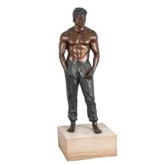 Untitled by Michael Atkinson, Bronze Figure 'Doug'Bronze figure of a muscular young man, perhaps a surfer, dep, offered Jan 2025