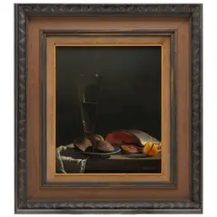 Still life with Salmon by Loran Speck, Oil on board, offered Dec 2024