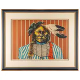 Warrior with Two Feathers and Crow in Hair, circa 1979.Color by Paul Pletka, lithograph, offered Dec 2024