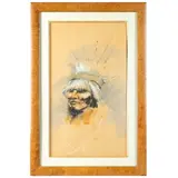 Untitled (Native American in Headdress) by Paul Pletka, Gouache on cardboard, offered Dec 2024