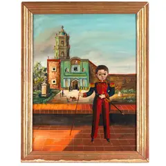 Young boy in front of Cathedral.Inscribed verso by Agapito Labios, Oil/gouache on canvas17 1/2in. x 23in (44cm. x 58cm)Framed: 28in. x 21in (72cm, offered Dec 2024