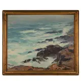 Waves Crashing on the Rocks by Emile Albert Gruppe, Oil on canvas, offered Nov 2024