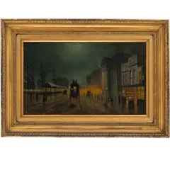 After a Wet Day - Liverpool by John Atkinson Grimshaw, 1893, Oil on canvas, offered Nov 2024