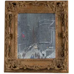 The Financial District, New York by Guy Carleton Wiggins, Oil on canvas board, offered Nov 2024