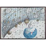 Ralph Steadman Millennial Stamp Design".Purchased Christie's London12/6/2001 Lot 212Unsigned by Ralph Steadman, Pen and ink on graph paper.16in. x 11 1/2in (41cm. x 29cm)Framed: 17in. x 12in (, offered Oct 2024