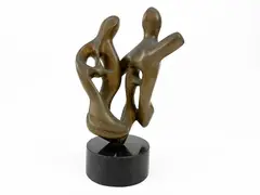 Untitled by T. McKinney, Bronze sculpture of two figures. Marked T McKinney, 73, 4 of 4. Mounted on black, offered Jan 2023