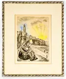 Titled "David Mourning Absolom," by Marc Chagall, 1958, Etching in color on paper Ed. 86/100. Initialed and, offered Jun 2022