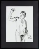 Male Figure Looking Up by Earl Blust, Ink wash on paper, offered Jul 2024