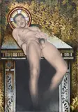 The Resurrection by Sonia Melara, Mixed media including black pencil, oil and gold leaf on board, offered Jul 2024
