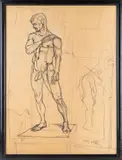 Standing Figure Study by Larry R. Collins, Charcoal on paper, offered Jul 2024