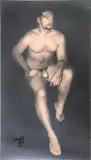 Seated Resting Nude by Sonia Melara, 2003, pencil on warmtone paper on board, offered Jul 2024