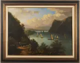 Hudson River - The View Near Anthony's Nose (Hudson Highlands) by Victor de Grailly, Oil on canvas, offered Jan 2024