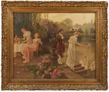 In the Maytime of Life'/ 'In der Maizeit des Lebens' by Hermann Koch, Oil on canvas. Faint circular stamp on verso, offered Jan 2024