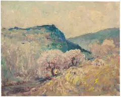 Impressionist Mountainscape.' by Charles, Oil on board, offered Jan 2024