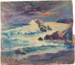 Coastal Moonlit Scene.' by Charles, Oil on wall panel. Faintly, offered Jan 2024