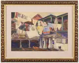 European Street Scene.' by J.W.S. Cox, Watercolor, offered Jan 2024
