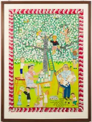 Families of the Art Tree.' and 'Attention.' by Thomas, Oil and varnish on paper, offered Jan 2024