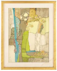 Spring' from 'Low Altitude Series.' by Ida Ozonoff, Oil and collage on board, offered Jan 2024