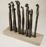 A Gathering of Figures.' by Linda Prokop, Bronze mounted on stone, offered Jan 2024