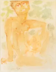 Nude Male with Erection.' by Nicholas Peter Stavroulakis, Watercolor, pen and ink on paper, offered Jan 2024