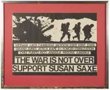 The War is not over Support Susan Saxe.' Off-set by Susan Saxe, lithograph with screen-printing. Circa 1975, offered Jan 2024