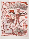 Cahokia by Jaune Quick–to–See Smith, 1989, Lithograph with hand coloring, offered Jun 2023