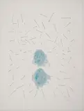 Through and Through I, Through and Through II by Tom Butter, 1997, lithograph and collagraph on handmade blue jean paper, offered Jun 2023