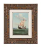 Viking Ship at Sail by Warren Sheppard, oil on canvas mounted on board, sold Apr 2024