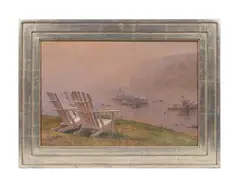 Burning Off by Peter Poskas, oil on board, sold Apr 2024