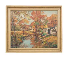 Untitled (Autumn Landscape) by William Fisher, 1938, oil on board, sold Apr 2024