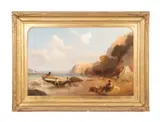 Launching the Boat by George Morland, 1796, oil on canvas laid to board, sold Apr 2024