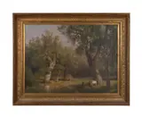 Cows in Trees by Hermann Herzog, oil on canvas, sold Apr 2024