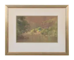 Untitled (Landscape) by Paul Sawyier, watercolor on paper, sold Apr 2024