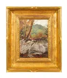 Rocky Landscape by Worthington Whittredge, oil on board, sold Apr 2024