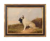 Untitled (Portrait of Two Dogs) by William Warren, oil on canvas laid to board, sold Apr 2024
