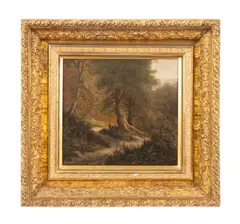 Untitled (Forest Landscape) by David Johnson, 1858, oil on canvas, sold Apr 2024