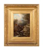 Untitled (Landscape with Stream) by George Bates, oil on canvas, sold Apr 2024