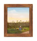 Untitled - Sunflowers by Branko Paradis, 1976, oil painting on plexiglas, sold May 2024