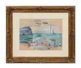 La Plage d'Etretat (Etretat Beach) by Raoul Dufy, 1998, gouache and watercolor on Arches paper, sold May 2024