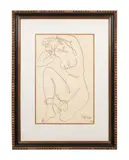 Untitled - Abstract Nude by Jean Negulesco, ink on paper, sold May 2024