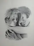 Untitled by David Malcom, lithograph on paper of a couple, offered Jan 2019