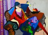 Seated Woman by Itzchak Tarkay, serigraph, sold Jan 2019