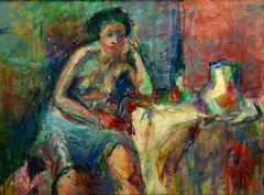 painting of female nude by Lucy Glick, mixed media on paper, sold Jan 2019