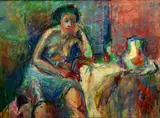 painting of female nude by Lucy Glick, mixed media on paper, sold Jan 2019