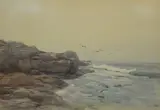 Rocky Coastline by George F. Schultz, watercolor, sold Jan 2019