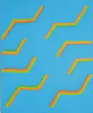 painting "Blue Algo" 1966 by Mario Yrisarry, acrylic on canvas, sold Mar 2021