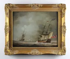 British ships by Louis Dodd, oil on panel, sold Oct 2022