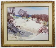 sand dunes by Ken Gore, oil on canvas mounted on board, sold Nov 2022
