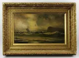 coast view by Walter Franklin Lansil, oil on canvas, sold Nov 2022